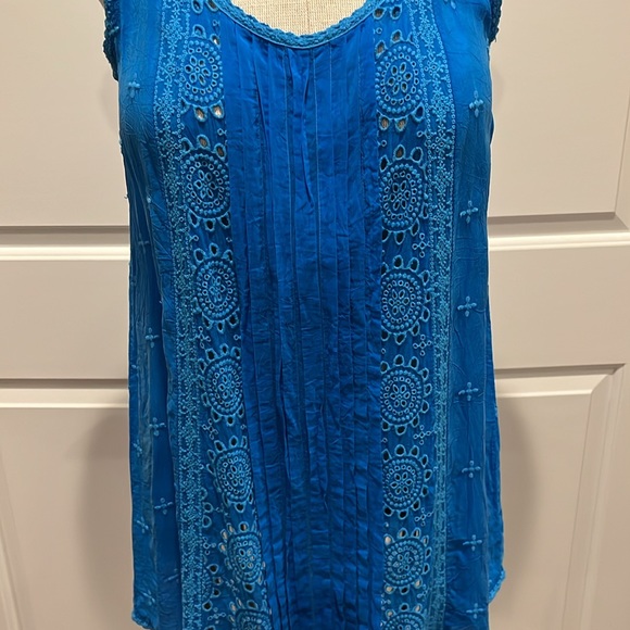 Johnny Was blue embroidered tunic sz SM - Picture 3 of 7